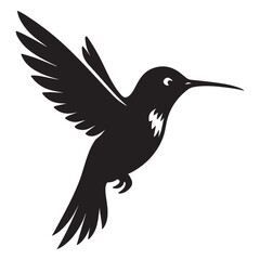 Obraz premium Bird in mid-flight, wings angled, beak pointed forward.