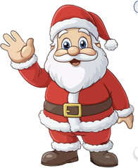 Cute Santa Claus Waving – Christmas Cartoon Illustration