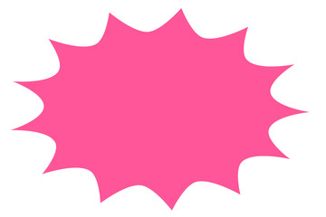 Pink starburst explosion shape graphic, bold promotional highlight badge, bright decorative sticker element for sales and marketing