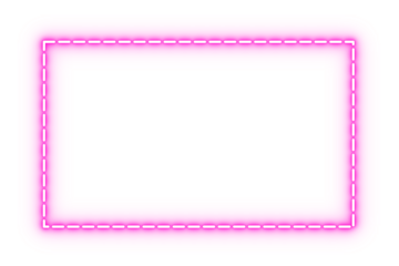 Neon pink glowing rectangular frame background, dashed outline decorative border, bright luminous empty space design for digital projects