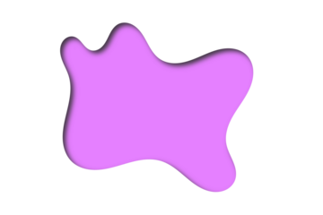Purple abstract blob shape with soft shadow, organic fluid badge design