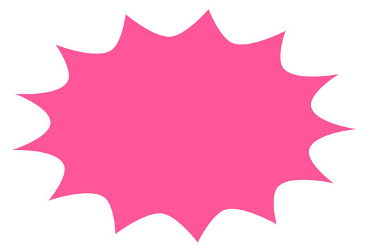 Pink starburst explosion shape graphic, bold promotional highlight badge, bright decorative sticker element for sales and marketing