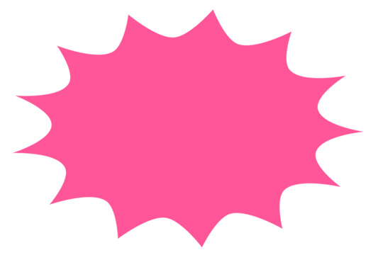 Pink starburst explosion shape graphic, bold promotional highlight badge, bright decorative sticker element for sales and marketing