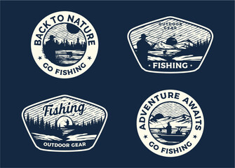 RETRO VINTAGE FISHING OUTDOOR ADVENTURE LOGO BADGE PATCH FOR HAT, T-SHIRT, STICKER
