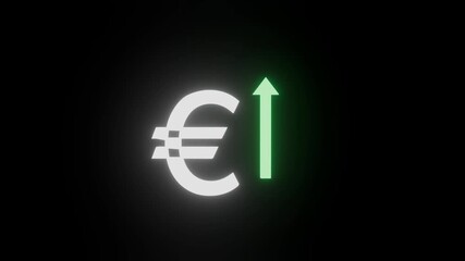 Euro symbol rises with green arrow indicating growth and positive market trends in finance - Powered by Adobe