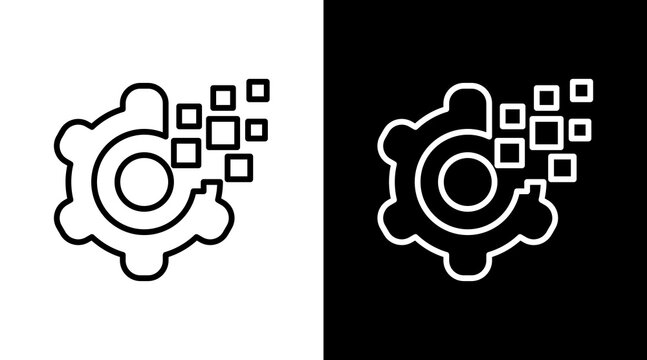 Gear White Icon Set Vector 