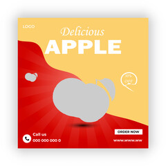 Apple Fresh fruits social media post design template