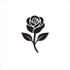 Black Rose Flower Icon Vector  Minimal Silhouette Floral Design