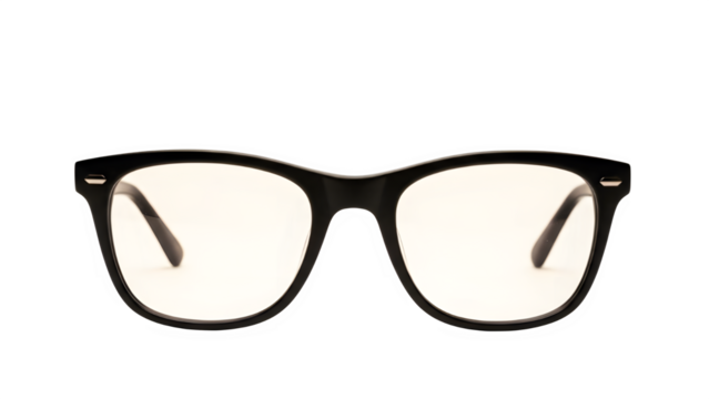 Isolated black framed glasses on a dark background for fashion and style