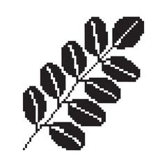 Stylized black branch with oval leaves silhouette
