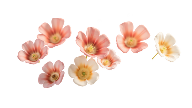 Delicate pink and white flowers arranged beautifully, showcasing their soft petals and vibrant colors, perfect for adding touch of nature elegance