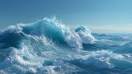 Fototapeta premium A wave crashing powerfully in the ocean, demonstrating nature's raw energy