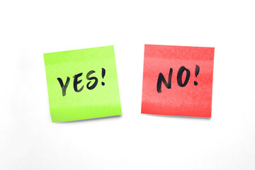 Yes and No Sticky Notes: Bright Green vs Red Decision Visual for Business, Education, and Teamwork