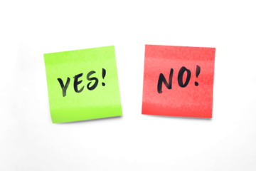 Yes and No Sticky Notes: Bright Green vs Red Decision Visual for Business, Education, and Teamwork