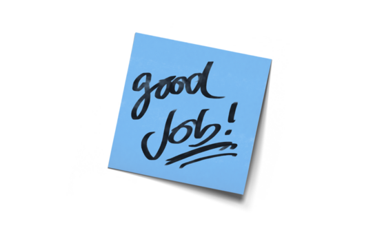 Bright blue Card With Good Job Message For Appreciation, Encouragement, And Motivation