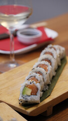 A shot of tasty sushi up close. 