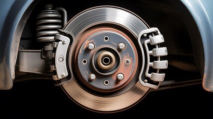 Detailed Close-Up of Car Brake Rotor and Caliper Assembly
