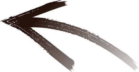 A simple brown brushstroke arrow pointing to the left on a black background