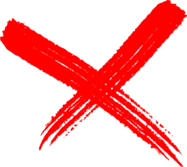 A bold red x mark against a stark black background simple graphic design