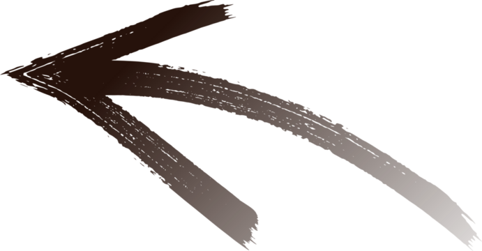 A simple brown brushstroke arrow pointing to the left on a black background
