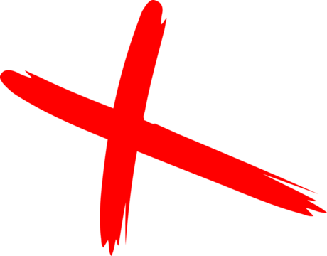A bold red brushstroke forming a dynamic cross shape against black