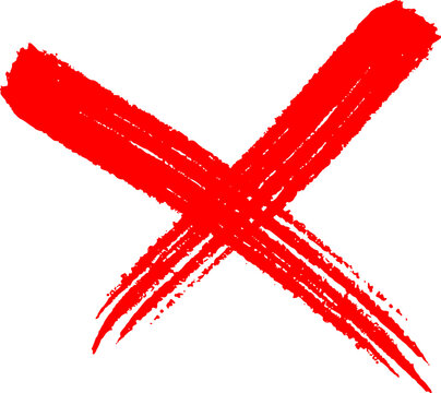 A bold red x mark against a stark black background simple graphic design