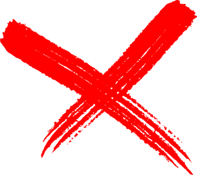 A bold red x mark against a stark black background simple graphic design