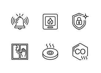 Siren Fire Alarm Security Alarm Burglar Alarm Smoke Detector Carbon Monoxide Detector Icon Set