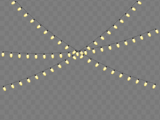 Holiday Lights  &ndash; Crisscross Yellow String Lights in EPS,  and PNG Formats for Festive Design and Seasonal Decor