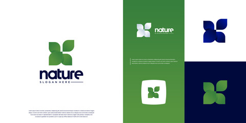 Leaf logo with a modern style concept, corporate business, health sector, natural, vector graphic illustration.