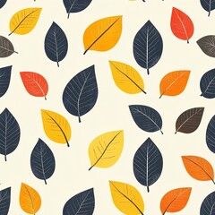 Fototapeta premium Minimalist leaf seamless pattern, clean modern botanical design