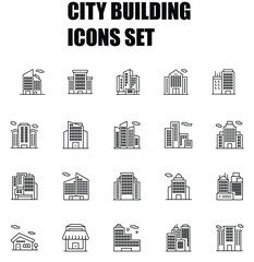 real estate icons set, city building icons