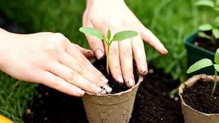 Nurturing Green Beginnings Embracing Green Living, A Hands-On Approach to Planting and Cultivating Seedlings in Eco-Friendly Pots for a Sustainable Future