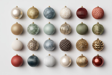 Colorful vintage Christmas glass baubles isolated on black background. Luxury retro holiday decoration balls with shiny and matte texture for new year celebration