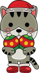Cartoon Cat character celebrating Christmas