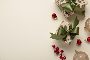 Merry Christmas and Happy Holidays greeting card, frame, banner, border. New Year. Christmas red...