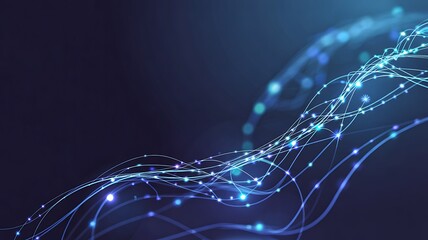 Flowing digital wave with glowing particles, abstract data and technology visualization

