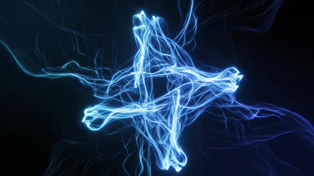 Seamlessly looping hypnotic abstract background where glowing blue lines leave subtle persistent afterimage trails as they move across a dark void backdrop, looping, subtle