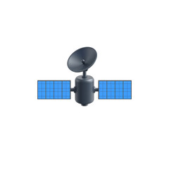 Fototapeta premium Space satellite with solar panels isolated on transparent background