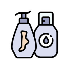 Foot cream jar. Foot care color icon. Moisturizing lotion. Hydrating skincare product. Paraben free. Organic cosmetics symbol. Vector isolated illustration.