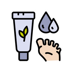 Foot cream jar. Foot care. Moisturizing lotion. Hydrating skincare product. Organic cosmetics symbol. Foot hygiene, Healthy feet, Foot treatment, Pedicure. Vector isolated color icon.