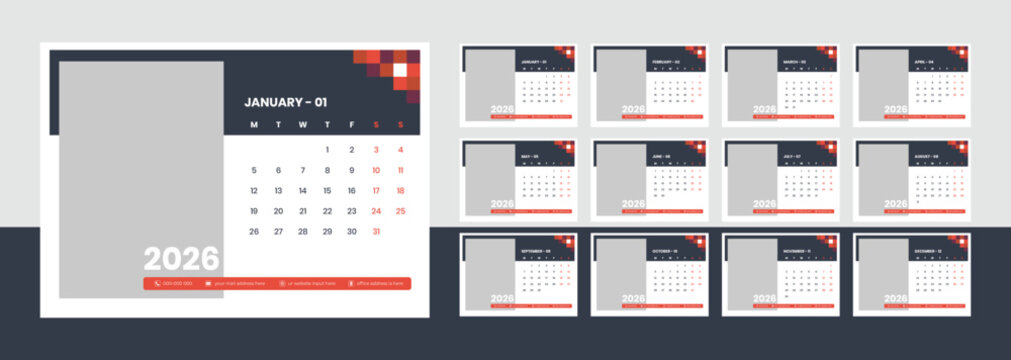 Desk calendar 2026, 2026 calendar design, new year calendar design 2026