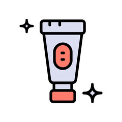 Foot cream jar. Moisturizing lotion. Hydrating skincare product. Foot hygiene, Healthy feet, Foot treatment, Pedicure. Vector isolated color icon.