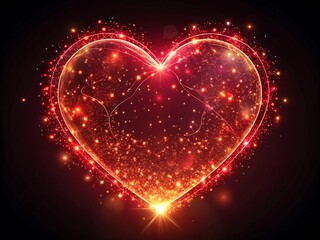 Glowing heart shape with bright light