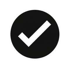 White check mark inside black circle isolated on transparent background