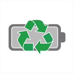 Recyclable battery with green symbol