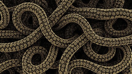 Sepia Tentacle Medusa: Seamless Abstract Texture of Swirling Octopus Arms and Suction Cups