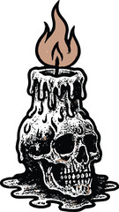 Skull Candle Fire Death Metal Tattoo Design