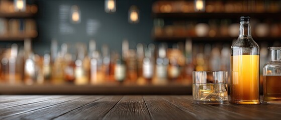 Warm, inviting bar scene with whiskey bottles and glasses creating a relaxed atmosphere for evening enjoyment
