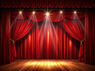 Red theater curtain stage spotlight